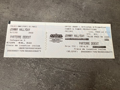 Place ticket concert johnny - ticket,