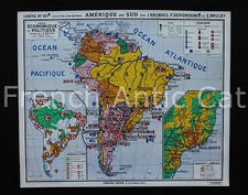FA126 carte scolaire Amerique Sud ancienne economique politique 20 Hatier 1,2*1m