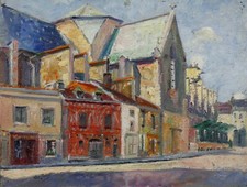 Ferdinand CHAUMEAU (1885-1950) Eglise Saint Etienne Vue de rue vaillant à Dijon 