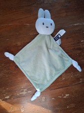 Doudou Lapin carré Plat velours  Vert "Nijntje Miffy", noeuds coins, TBE