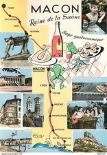 71 - Macon - Multivues - Carte Géographique - Flamme Postale de Macon - CPM - Vo