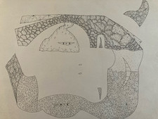 Très Beau Dessin  Abstrait Encre Sur Papier abstraction 1980 À Identifier Grotte