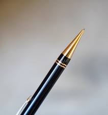 ELEGANT STYLO PORTE-MINES PARKER DUOFOLD EN RESINE NOIRE & PL. OR 18 CARATS