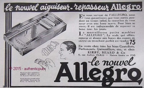 Publicite allegro lame - lame, rasage