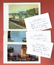 Lot Cartes de Voeux de Paris signées Louis Amade 1960 et Cartes de Visite 1982