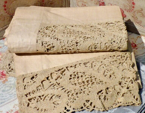 Ancien rideau drap lin - rideau,