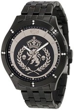 Neuf Marc Ecko Noir Ton, S / Acier, Cristal, Épais Graphique Détaillé Montre