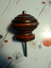 rare ancienne paire Boules d'escalier rampe bois et laiton 11.1 cm dia