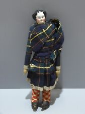 -POUPEE XIXe TETE PORCELAINE CORPS CUIR et TISSU Intérieur PAILLE COLLECTION  D