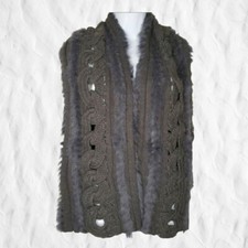 Elliatt L Large Rabbit Fur Enwtined Vest Charcoal NWT