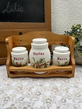 3 Pots à Épices Bormioli (Années 70-80) avec Support Mural Bocaux Vintage Opale