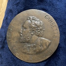 MÉDAILLE LEON GAMBETTA 1883 BRONZE - SIGNEE ALFRED GAUVIN 1883