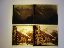 Chamonix .2 plaques de verre stéréoscopiques positif