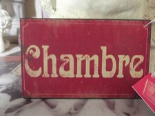 Plaque de porte  « chambre » 12*7,5 cm rouge