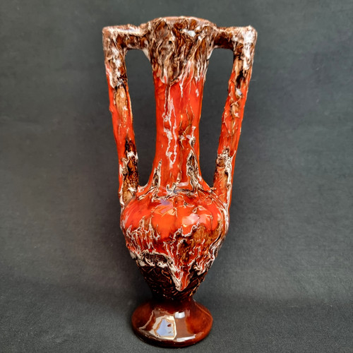 Vase céramique vintage orange - vase,