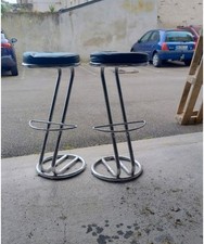 🖤 Paire de tabourets de bar vintage design – Années 70 – Cuir véritable 🖤