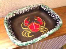 ravier, vide poche en céramique, décor crabe, G Fourmaintraux, années 60 vintage