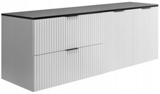 Meuble sous-lavabo suspendu FLOW 160 cm façade rainurée blanc