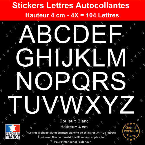 Lettres autocollantes cm - autocollantes, 4