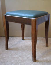 Tabouret vintage de machine à coudre Singer en bois et skaï vert des années 50