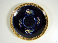 Sous-tasse café faience Gien Decor Renaissance bleu à anneaux 1941 D - 13,3 cm