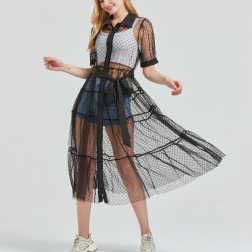 Femme ruche robe voile midi - robe,