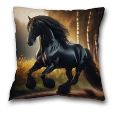 Housse de coussin "Cheval noir
