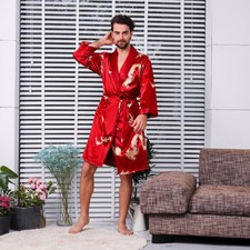 Hommes Kimono Peignoir Satin