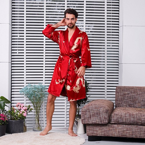 Hommes kimono peignoir satin - peignoir,