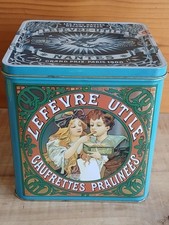 Boîte/Métal/Dimensions : 20 × 19 × 19 cm/LEFEVRE UTILE/Dessin  MUCHA/Vintage 