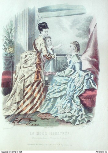 Gravure mode illustree 1874 - mode, #