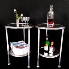 PAIRE DE GUERIDONS METAL ET MIROIR EPOQUE ART DECO VERS 1930