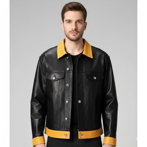 Veste jean noir jaune - en,
