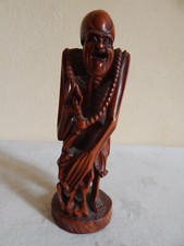 Petite statuette en bois Moine Squelette - Memento Mori 