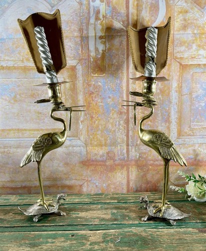 Bougeoirs xixe bronze argent - xixe,