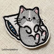 PATCH ÉCUSSON thermocollant - CHAT sur OREILLER, 5,5 x 5 cm, Applique à repasser