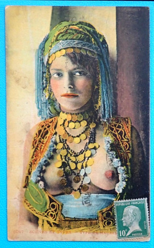 Cpa maghreb jeune femme seins - femme,