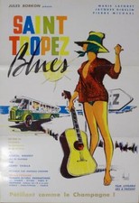SAINT TROPEZ BLUES - CAR / BUS / SEXY / GUITAR - ORIGINAL FRENCH MOVIE POSRER