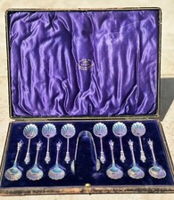 Set 12 Cuillères à café + Pince à sucre Thomas Turner, Moïse et tables de la Loi