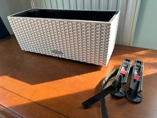 Jardinière LECHUZA BALCONERA Cottage 50 blanc + Accroches-Balconnières noires