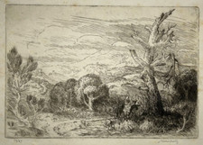 Fuite Egypte Arbre Mort GRAVURE Eau Forte ADOLPHE BEAUFRERE 1919