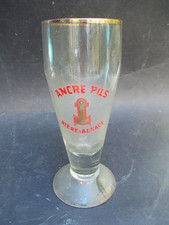 Superbe verre à bière flûte ANCRE PILS Alsace Schiltigheim Strasbourg 1960 TBE !