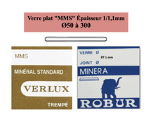 Verre de montre minéral plat  "MMS" Ø50 à 300 Ep 1/1.1mm VERLUX ROBUR