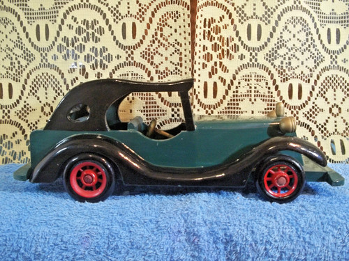 Voiture ancienne bois vert - ancienne,