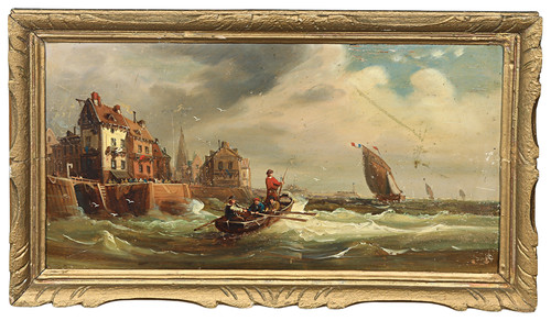 Peinture huile ancien - huile, marine