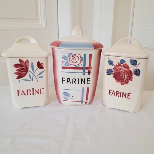 Pot farine en - pot, faïence