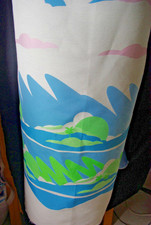 Orla Kiely.Merveilleux panneau motif placé ,bleu vert fluo rose crème