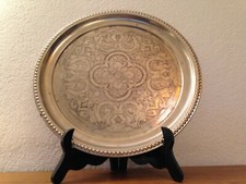 Plateau rond en métal  décor