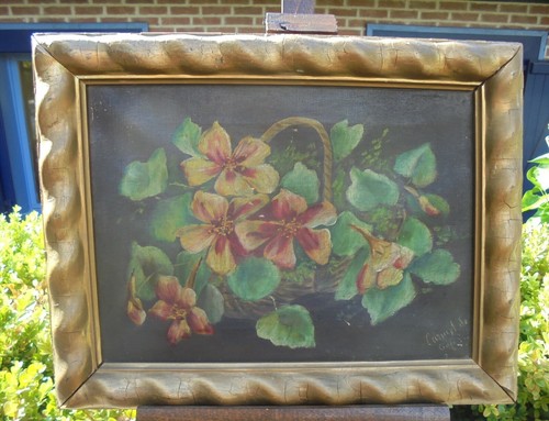 Ancienne hst peinture - ancienne, fleurs