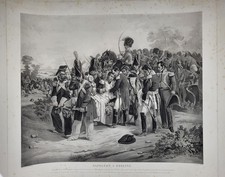 NAPOLEON A ESSLING (MORT DE MONTEBELLO) -  MONUMENTALE AQUATINTE  DE JAZET